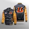 Cincinnati Bengals Black Bomber Leather Jacket