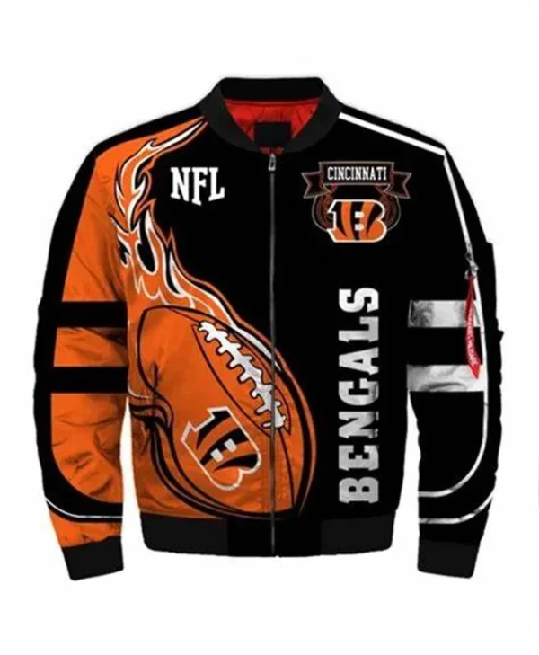 Cincinnati Bengals Soccer Print Bomber Zip Jacket