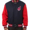 Cleveland Indians Team Players Wool Varsity Jacket Navy & Red
