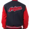 Cleveland Indians Team Players Wool Varsity Jacket Navy & Red Back