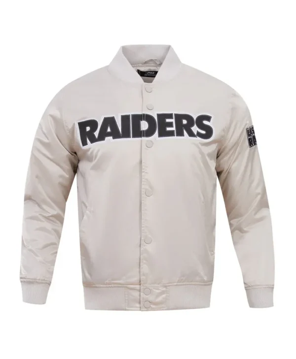 Connor Las Vegas Raiders Satin Varsity Jacket