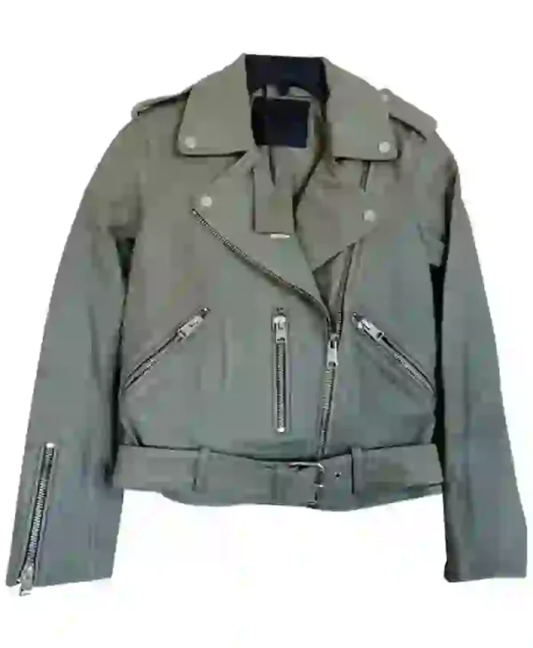 Cox Grey Women Biker Leather Jacket For Sale