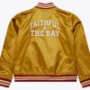 Faithful to The Bay San Francisco 49ers Gold Satin Varsity Jacket Back