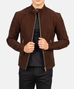 Fernando Quilted Brown Suede Biker Jacket