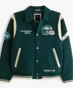 Fly Eagles Fly Philadelphia Eagles Green Letterman Varsity Jacket