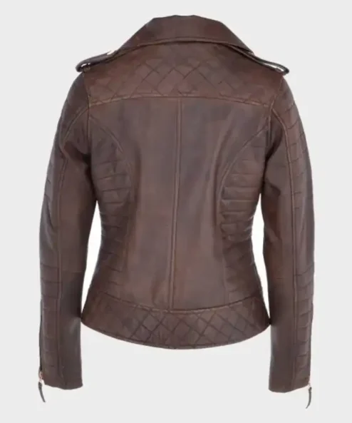 Get Now Sharon Brown Biker Distressed Leather Jacket For Sale