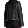 Gina Aviator Sheepskin Shearling Asymmetrical Black Leather Biker Jacket