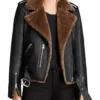 Gina Shearling Leather Black Biker Jacket