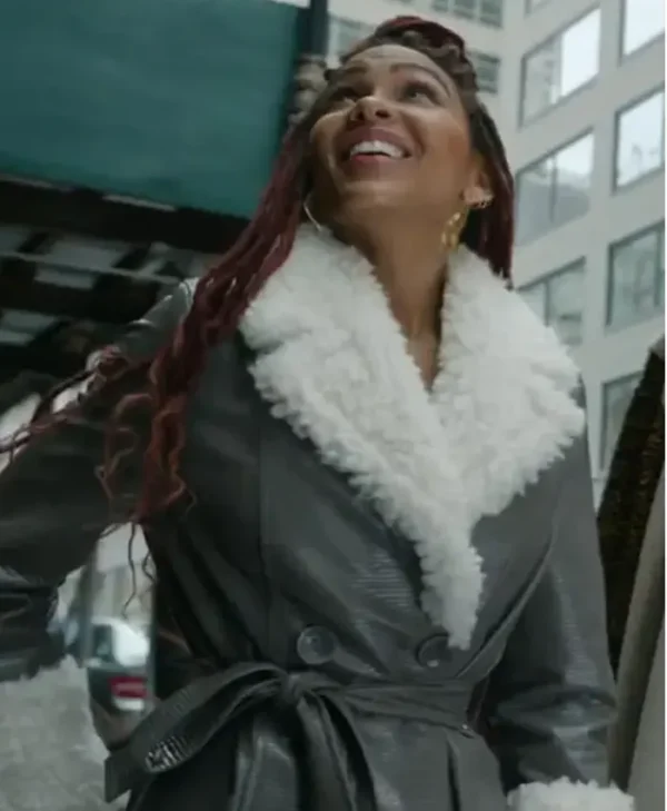 Harlem Camille Parks Grey Shearling Leather Jacket