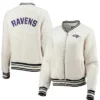 Henri Baltimore Ravens Cream Sherpa Bomber Jacket