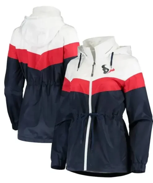 Houston Texans Laureen Full-Zip White Hooded Jacket