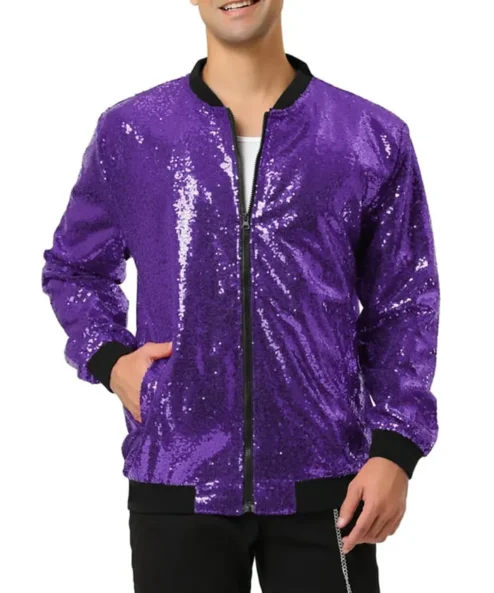 Houston Texans Leandra Sequins Full-Zip Bomber Jacket