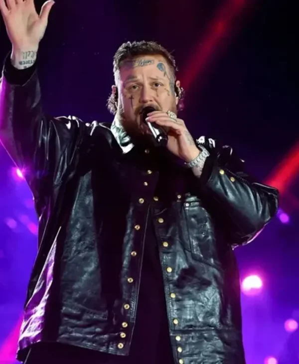 Jelly Roll New Year’s Eve Live Leather Black Jacket