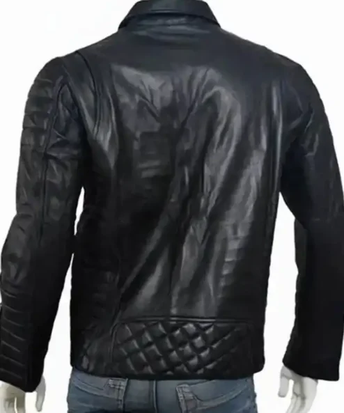 Kay Michael Quilted Biker Black Leather Jacket For Sale