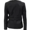 Kelli Asymmetrical Shearling Leather Black Belted Biker Jacket For Sale