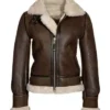 Kendra Distressed Real Brown Sheepskin Shearling Jacket