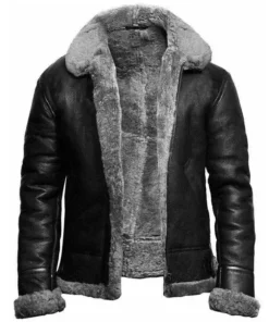 Lacey Aviator Sheepskin Shearling Fur Black Jacket