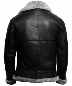 Lacey Sheepskin Shearling Aviator Flight SF Bomber Jacket with Detachable Hood
