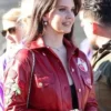 Lana Del Rey Super Bowl Red Leather Jacket