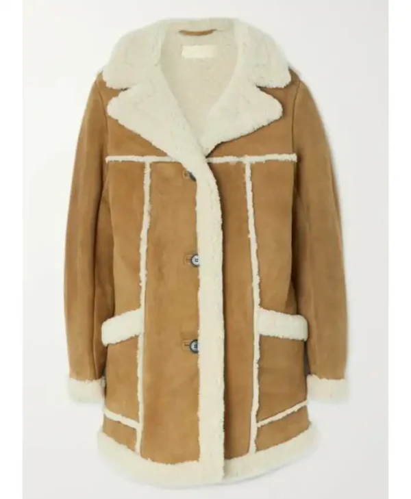 Lana Shearling Fur Brown Long Coat