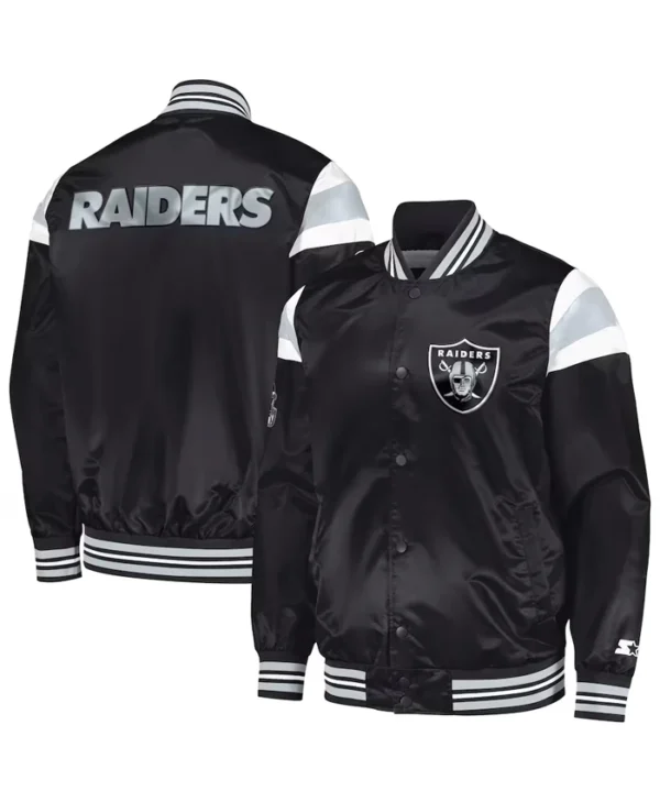 Las Vegas Raiders Aaron Black Satin Varsity Jacket