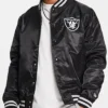 Las Vegas Raiders Black Satin Varsity Jacket