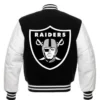 Las Vegas Raiders Black and White Letterman Varsity Jacket Back