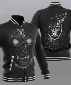 Las Vegas Raiders Skull Baseball Wool Varsity Jacket