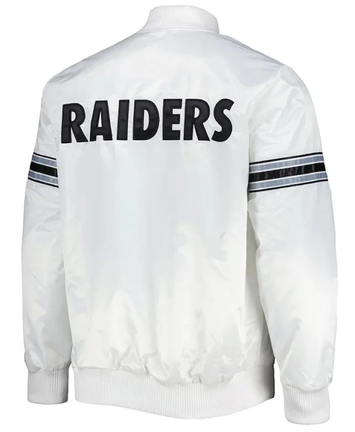 White The Power Forward Las Vegas Raiders Satin Full-Snap Jacket