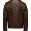 Leonardo Style Leather Brown Cafe Racer Snap Tab Collar Jacket