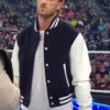 Logan Paul Blue and White Wool Varsity Jacket