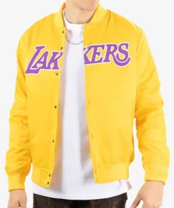 Los Angeles Lakers Yellow Satin Varsity Jacket