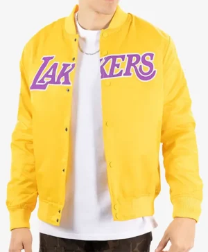 Los Angeles Lakers Yellow Satin Varsity Jacket