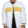 Los Angeles Rams NFL White Satin Varsity Jacket