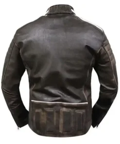 M52 Retro Cafe Racer Moto Distressed Vintage Biker Leather Jacket For Sale