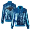 Martie Carolina Panthers Blue Sequin Bomber Jacket