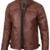 Men Quilted Dark Brown Biker Leather Jacket