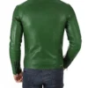 Men’s Biker Olive Green Lambskin Leather Jacket For Sale