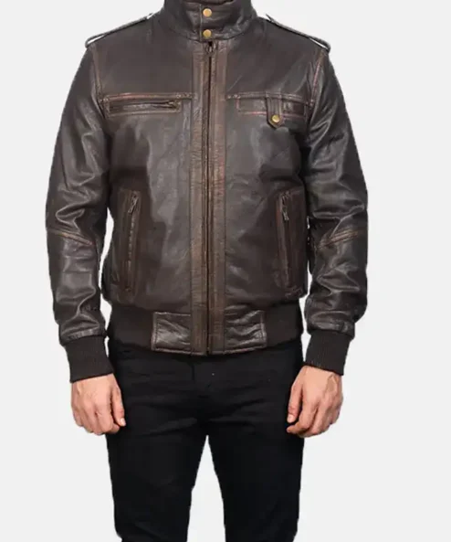 Men’s Bomber Brown Biker Jacket
