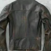 Men’s Cafe Racer Distressed Black Leather Quilted Riding Jacket For Sale