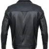 Men’s Genuine Leather Black Biker Jacket With Chest Pockets For Sale