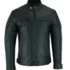 Mens Quilted Cafe Racer Biker Jacket