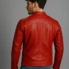 Men’s Red Quilted Biker Leather Jacket For Unisex