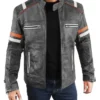 Mens Retro Cafe Racer Biker Jacket