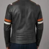 Mens Retro Cafe Racer Biker Vintage Distress Leather Jacket