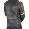 Mens Retro Cafe Racer Biker Vintage Distress Leather Jacket For Sale