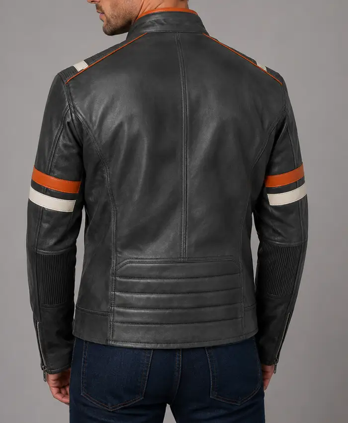 Mens Retro Cafe Racer Biker Vintage Distress Leather Jacket
