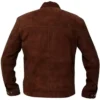 Men’s Slim-Fit Biker Coffee Brown Suede Leather Jacket
