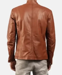 Men’s Slimfit Tan Brown Motorcycle Leather Jacket For Sale