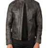 Mens Vintage Cafe Racer Motorcycle Leather Jacket